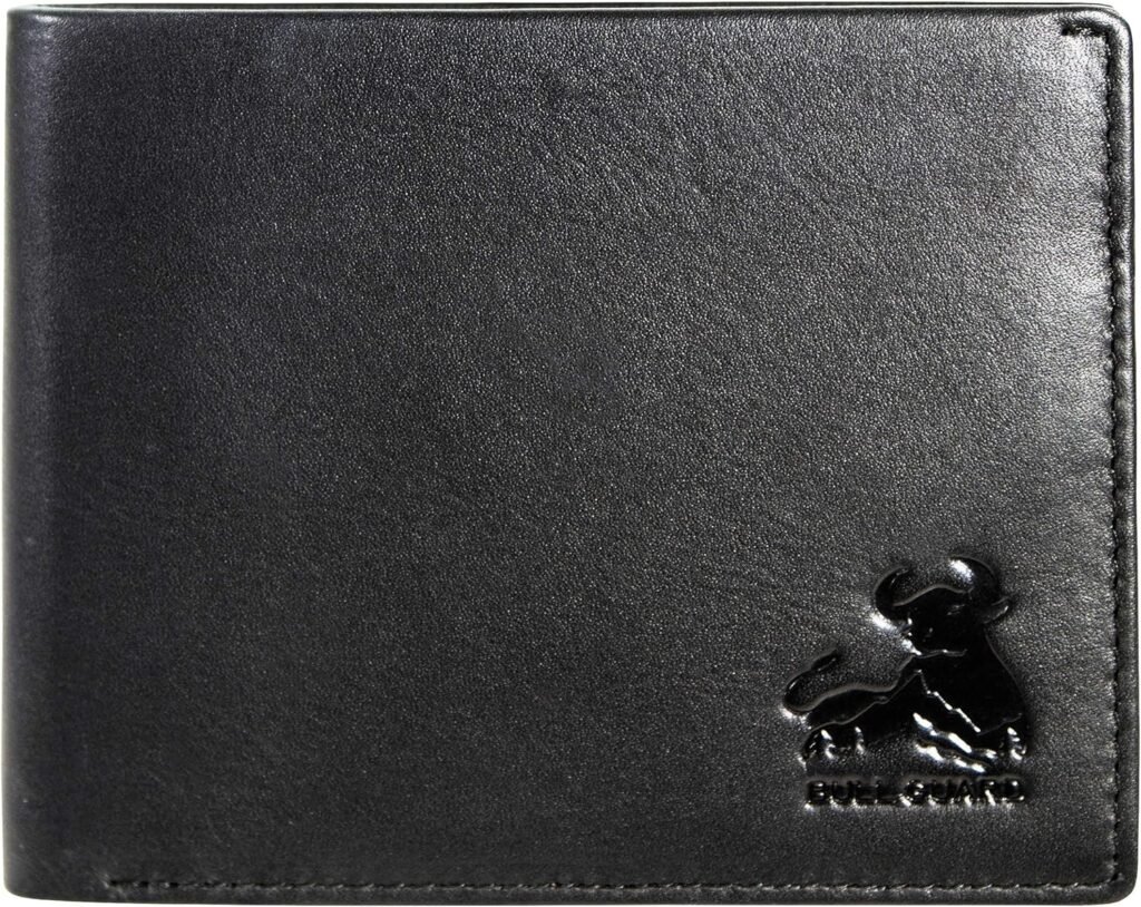 BULL GUARD RFID Blocking Wallet For Men Bifold Soft Black Genuine Nappa Leather