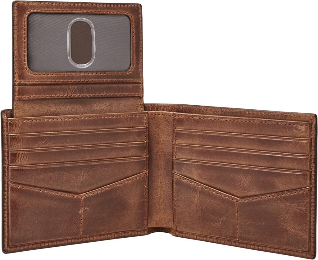 Fossil Mens Derrick Leather RFID-Blocking Bifold Passcase with Removable Card Case Wallet for Men