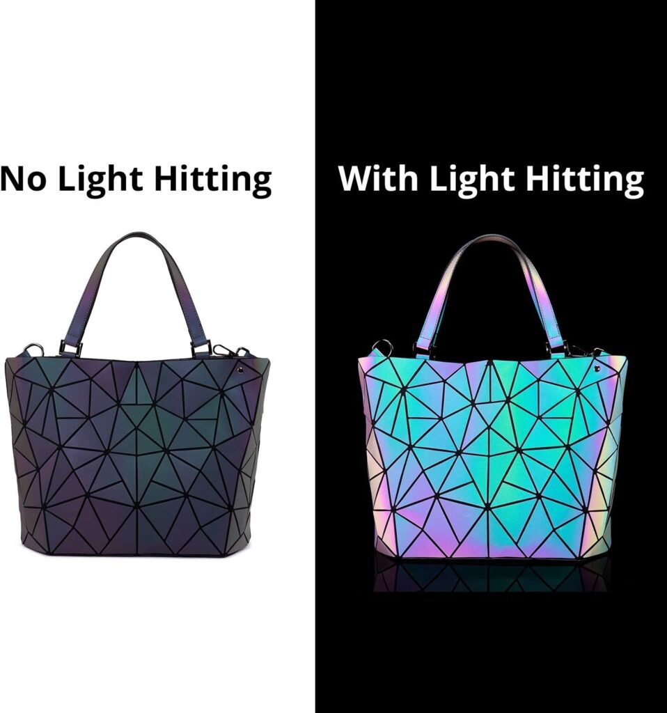 LOVEVOOK Geometric Luminous Purses and Handbags for Women Holographic Reflective Crossbody Bag Wallet