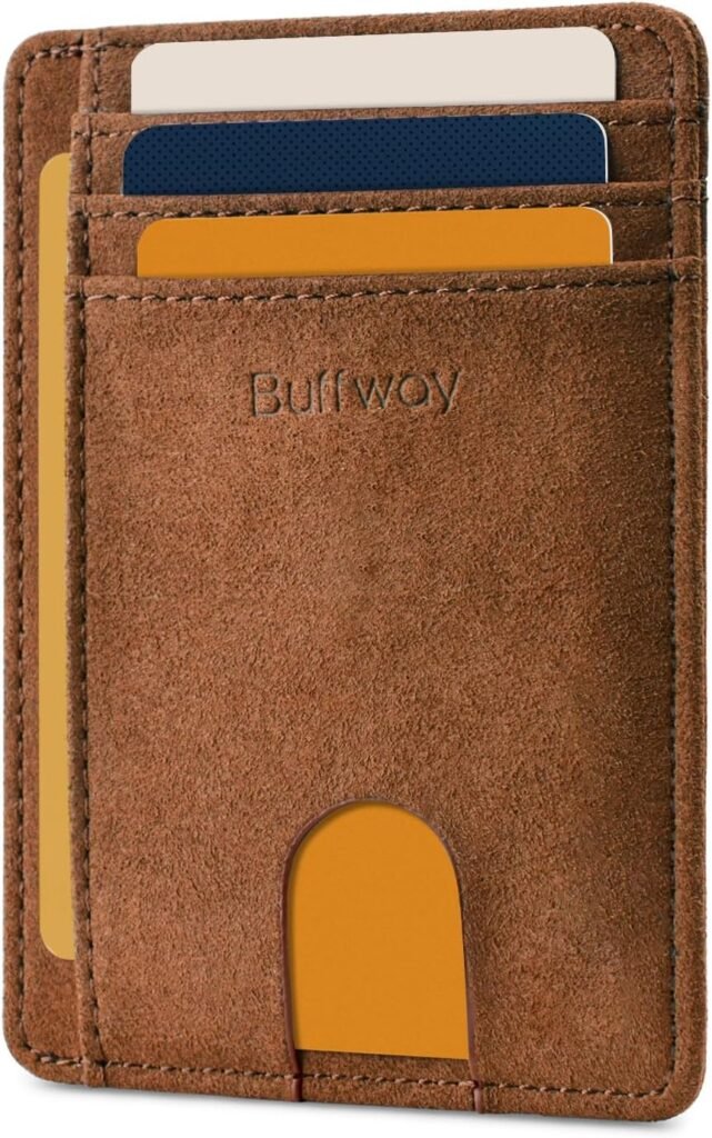 Buffway Slim Minimalist Front Pocket RFID Blocking Leather Wallets for Men and Women - At Sahara Coffee