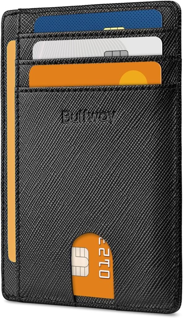 Buffway Slim Minimalist Front Pocket RFID Blocking Leather Wallets for Men and Women - At Sahara Coffee