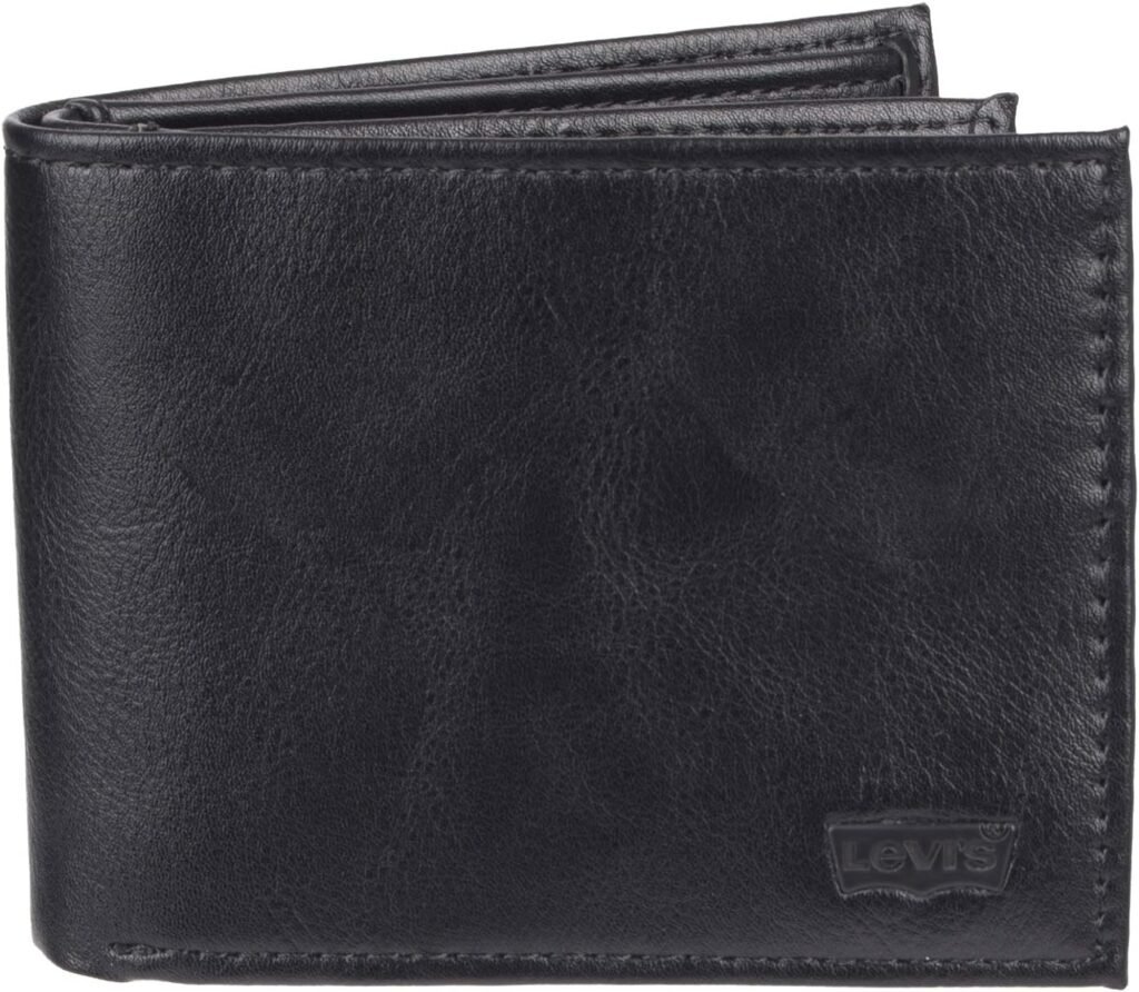 Levis Mens Extra Capacity Slim Bifold Wallet with Multiple Card Slots