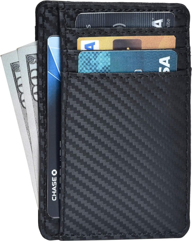 Real Leather Minimalist Wallets for Men  Women RFID Front Pocket Card Holder Wallet