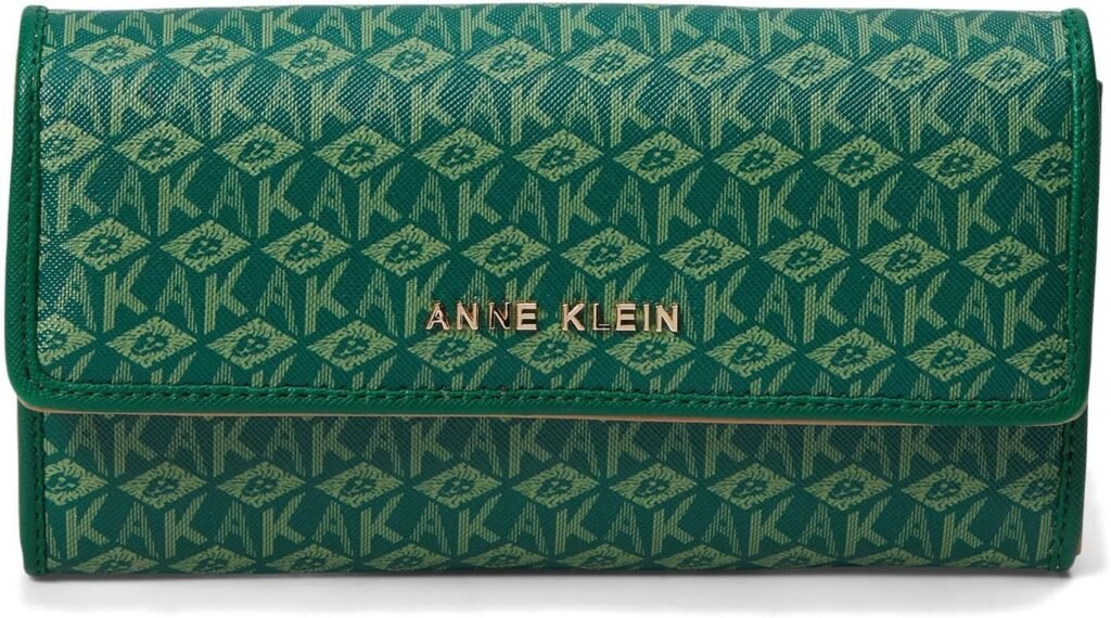 Anne Klein AK Cube Logo Flap Wallet, Distant Mountain-Clover/Distant Mountain