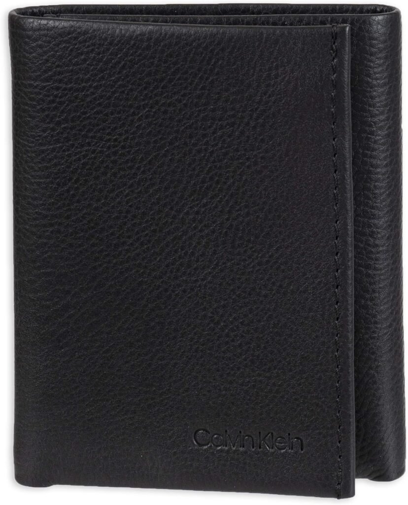 Calvin Klein Mens RFID Slim Minimalist Leather Trifold Wallet