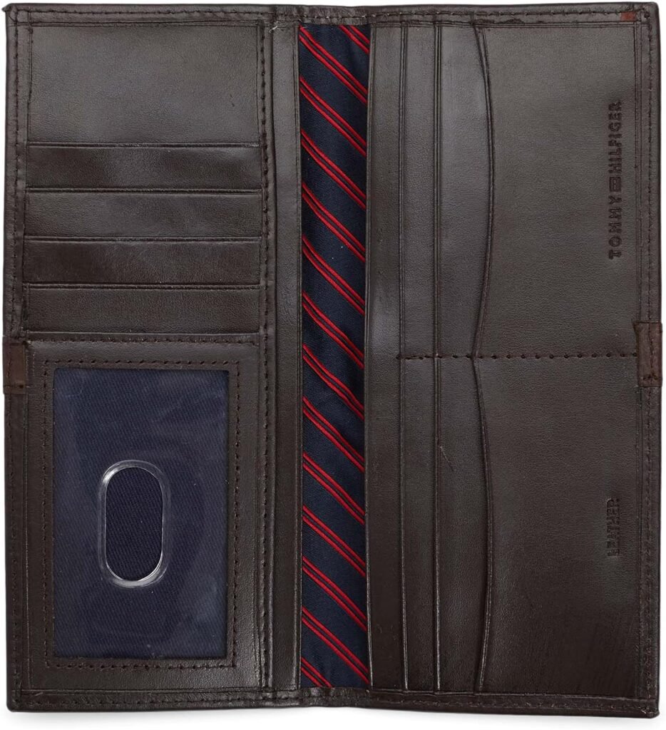Tommy Hilfiger Mens RFID Genuine Leather Long Bifold Secretary Wallet