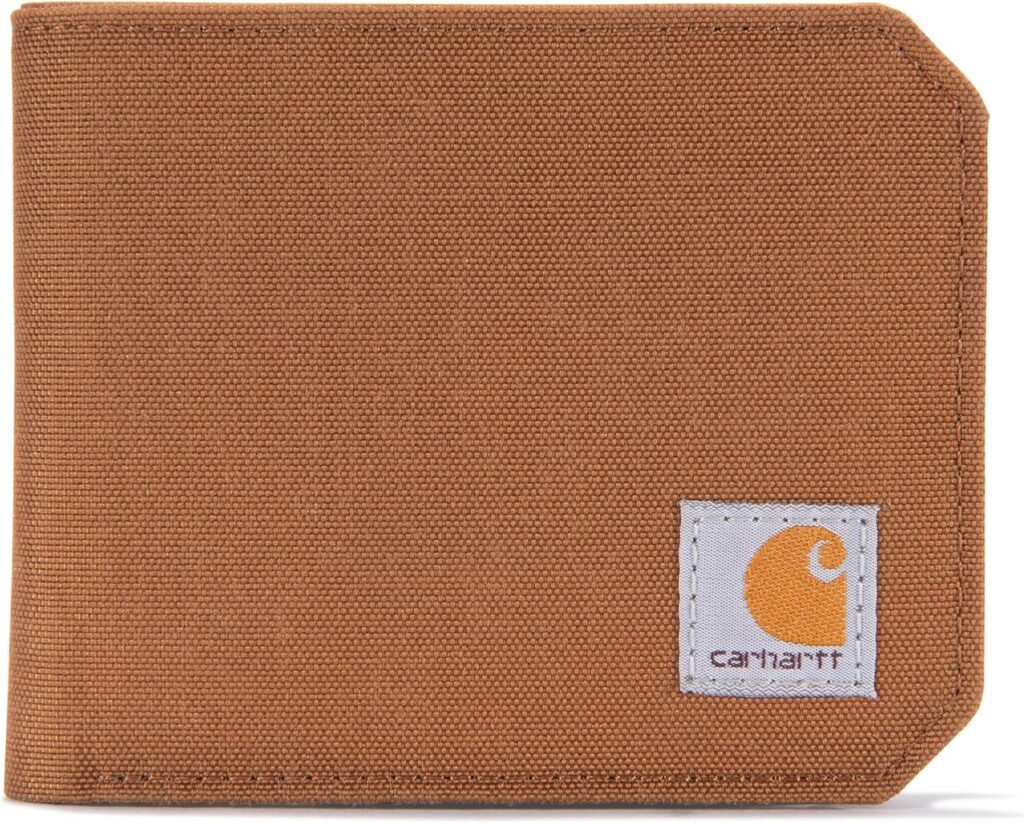 Carhartt Mens Bifold and Passcase, Durable Billfold Wallets, Available in Leather and Canvas Styles