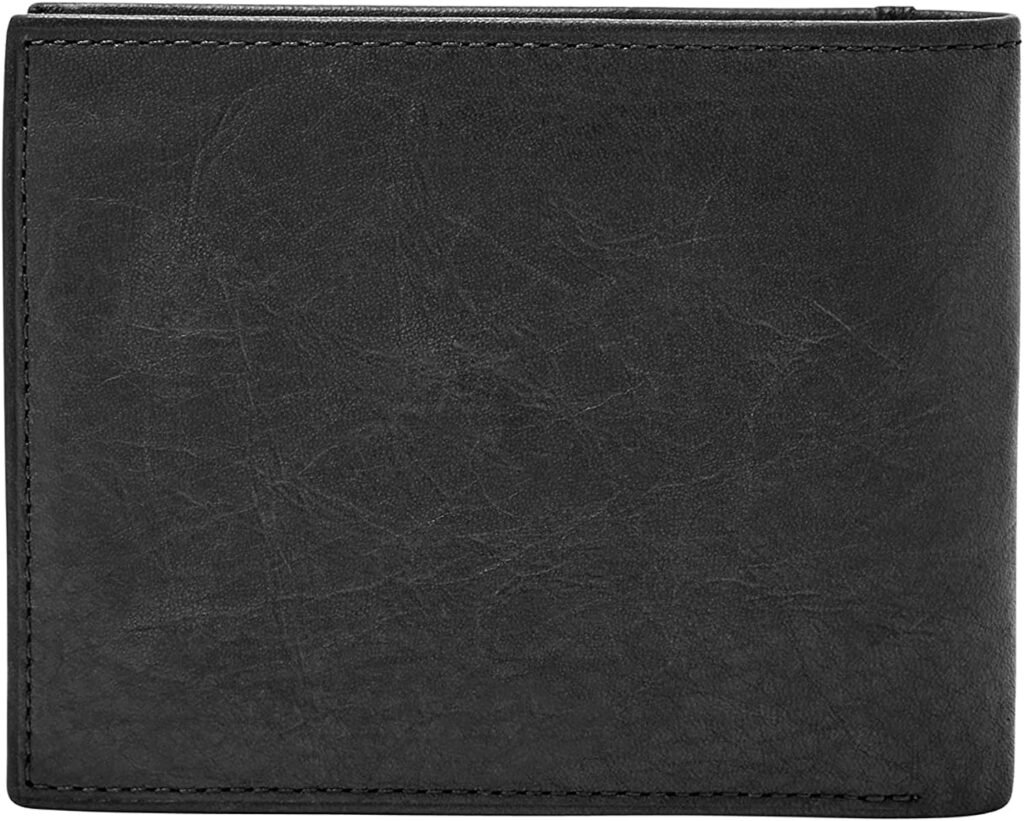 Fossil Mens Ingram Leather RFID-Blocking Bifold Wallet with Flip ID Window for Men