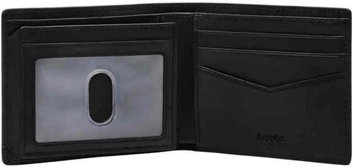 Fossil Mens Leather Bifold Wallet with Flip ID Window for Men