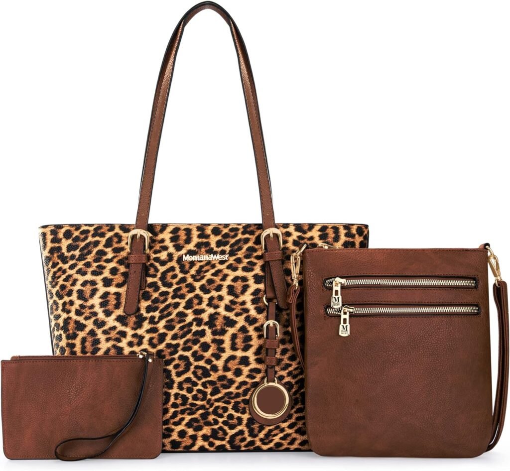 Montana West 3pcs Handbag Set Leopard Print Tote Bag for Women