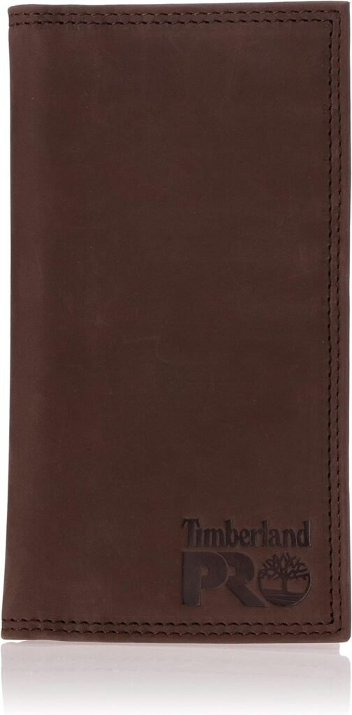 Timberland PRO Mens Leather Long Bifold Rodeo Wallet with RFID, Dark Brown, One Size