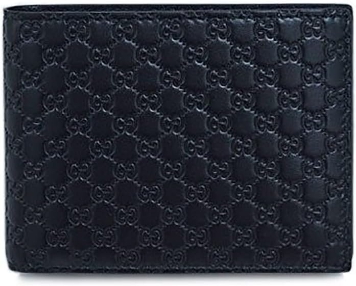 Gucci Wallet 333042 Mens Bifold Wallet Horizontal Removable Card Case Micro Guccissima Black