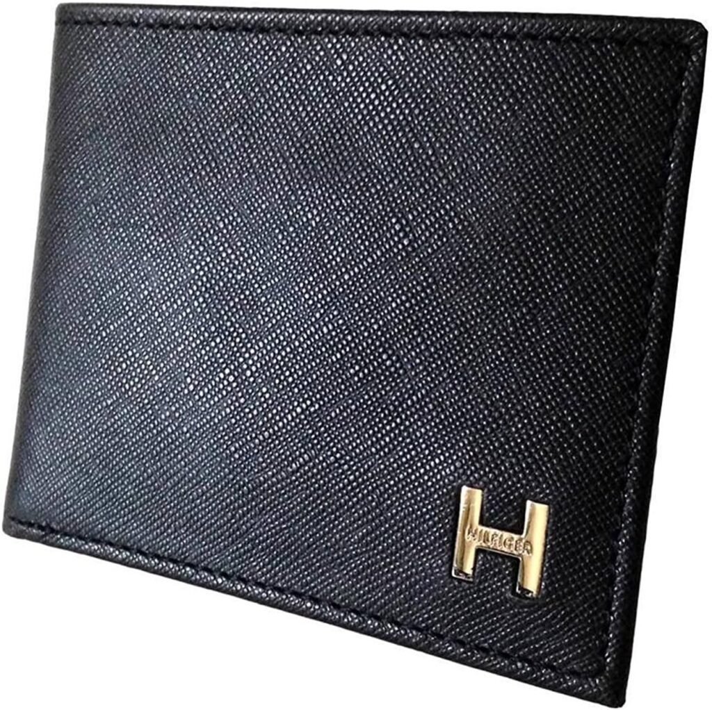 Tommy Hilfiger Mens Leather Passcase Billfold Wallet-Black