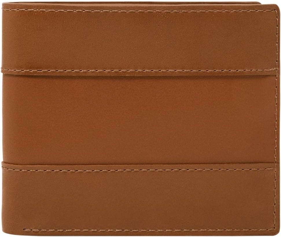 Fossil Mens Leather Bifold Wallet with Flip ID Window for Men