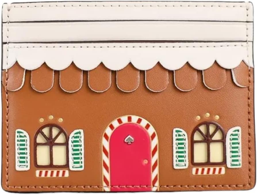 Kate Spade Gingerbread House Small Slim Card Holder Wallet Leather