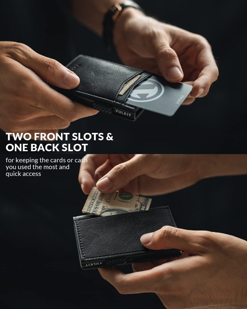 VULKIT Mens Slim Wallet Pop Up Card Holder RFID Blocking Metal Wallet Minimalist Design Holds Up to 11 Cards