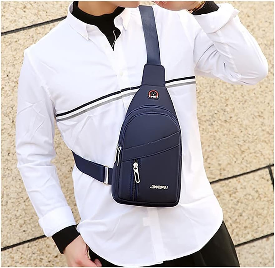 YERCHIC Small Sling Backpack Men Women Wallet Purse Crossbody Chest Bag with Earphone Hole for Travel Outdoor Sports Casual Daypack (Blue)