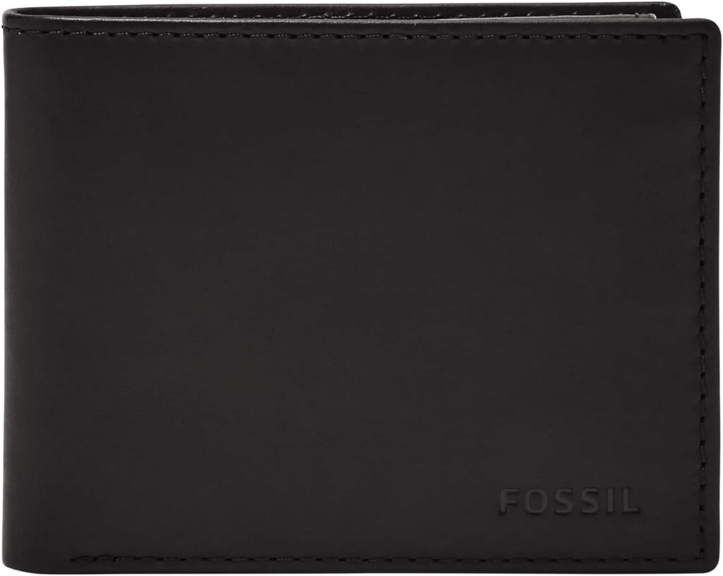 Fossil Mens Derrick Leather RFID-Blocking Bifold Passcase with Removable Card Case Wallet for Men