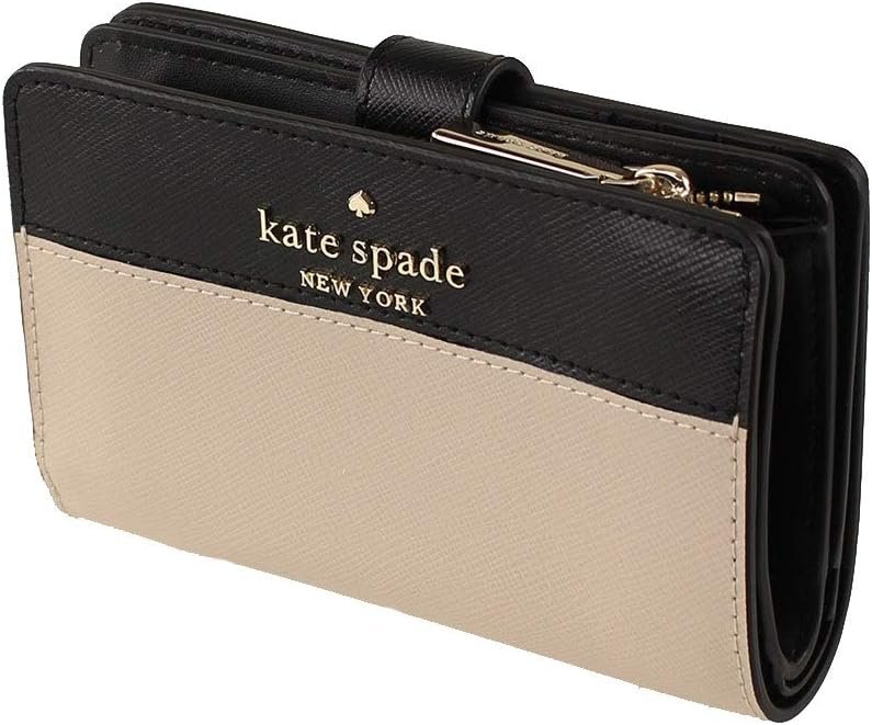 Kate Spade New York staci colorblock medium compact bifold wallet (Warm Beige)