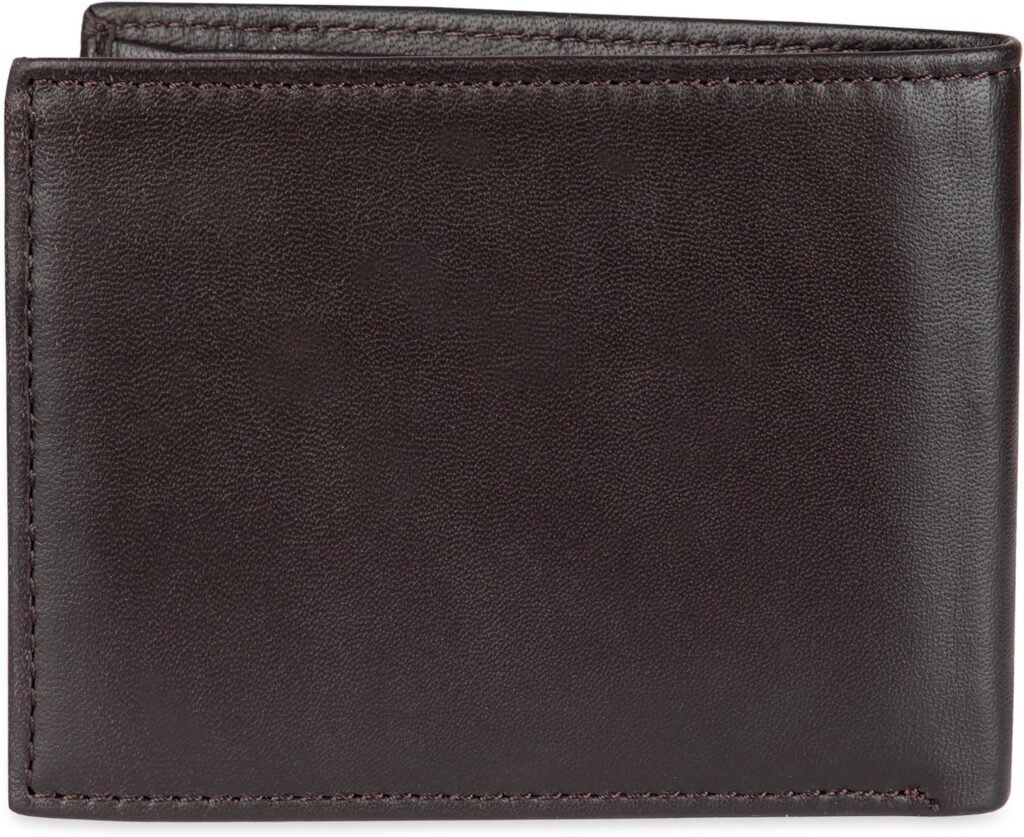 Tommy Hilfiger Mens Genuine Leather Passcase Wallet with ID Window and Multiple Card Slots