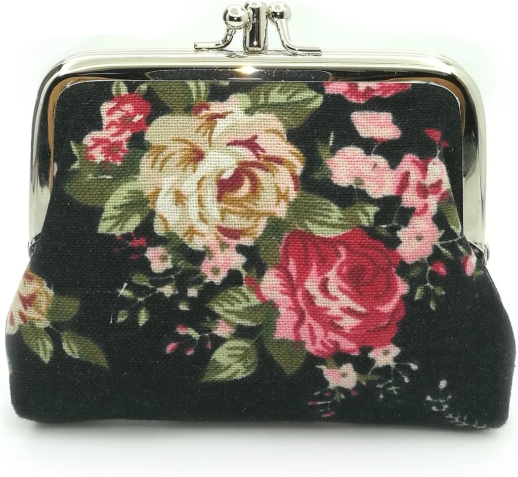 Cute Floral Buckle Coin Purses Vintage Pouch Kiss-lock Change Purse Wallets…