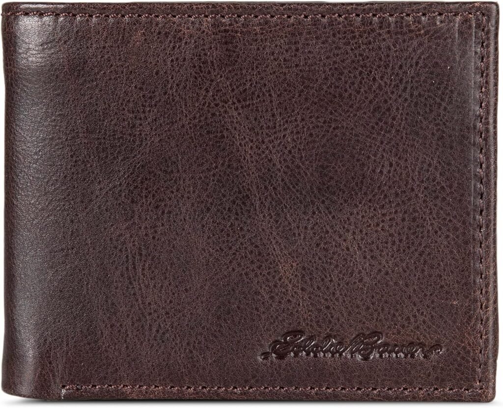 Eddie Bauer Men Signature Leather Bifold Passcase Wallet