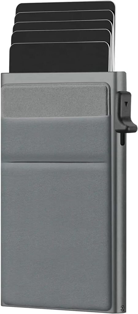 Slim Minimalist Wallet for Men | RFID Blocking Wallet | Easy Pop Up Card Access (Grey)